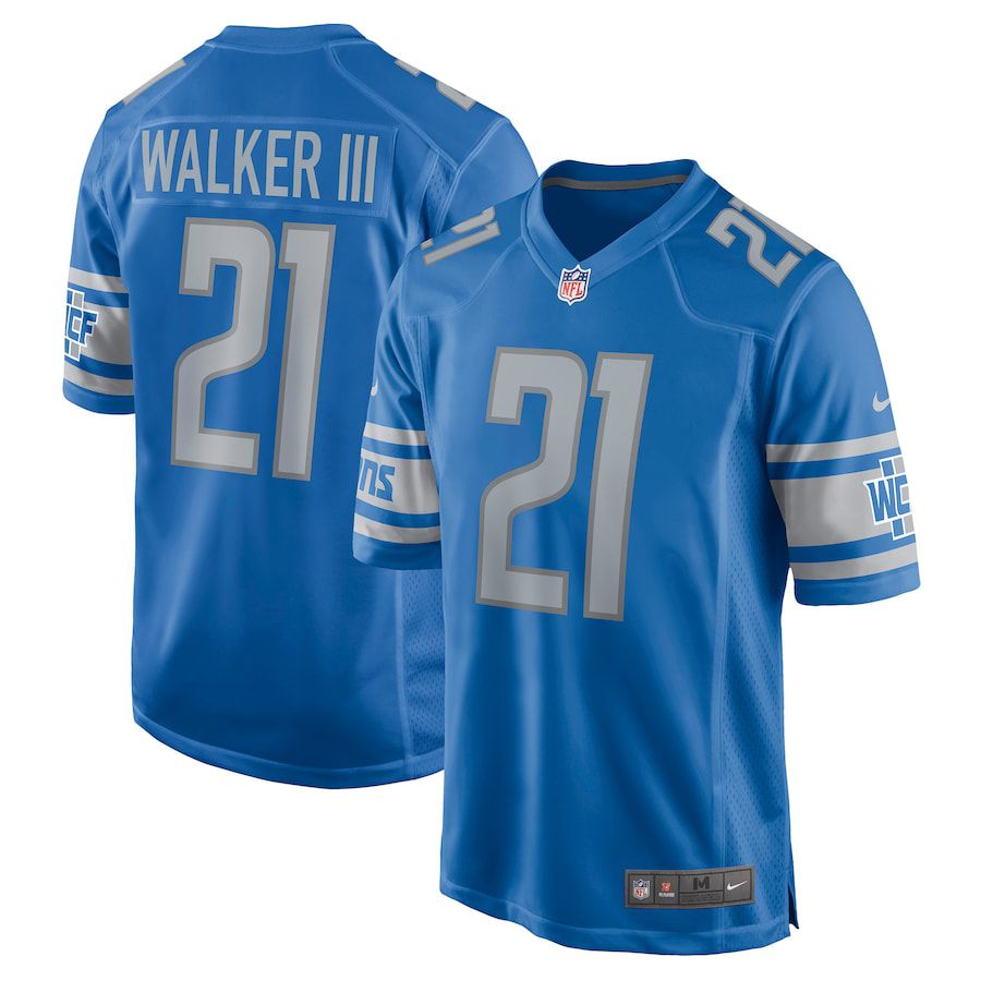 Men Detroit Lions #21 Tracy Walker III Nike Blue Game NFL Jersey->->NFL Jersey